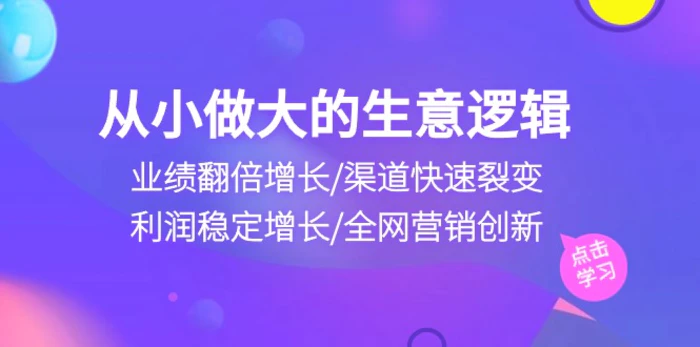 从小做大生意逻辑：业绩翻倍增长/渠道快速裂变/利润稳定增长/全网营销创新-副业网