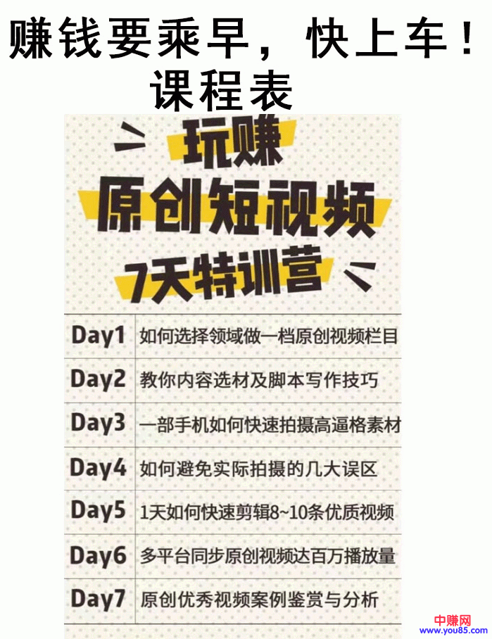 图片[2]-（897期）自媒体赚钱《玩赚原创短视频7天特训营》实现百万播放量（视频+资料+工具）-副业库