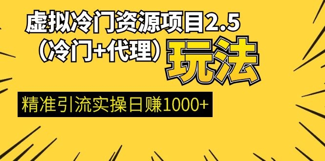 （1185期）虚拟冷门资源项目2.5（冷门&代理玩法） 精准引流实操日赚1000+(更新中)-副业网