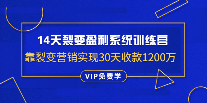 （1317期）14天裂变盈利系统训练营：靠裂变营销实现30天收款1200万（无水印）-副业网