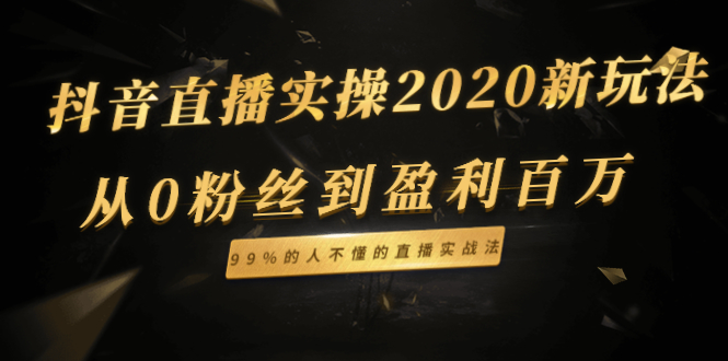 （1334期）抖音直播实操2020新玩法：从0粉丝到盈利百万，99%的人不懂的直播实战法-副业网