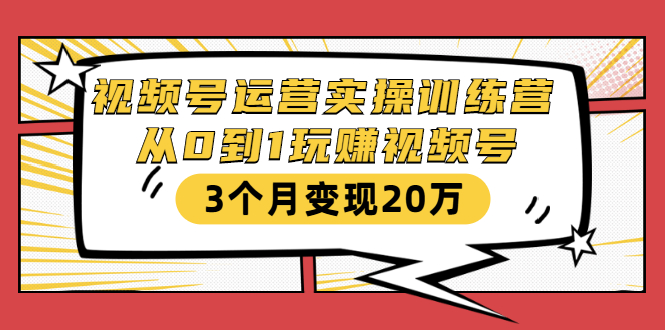 （1596期）视频号运营实操训练营：从0到1玩赚视频号，3个月变现20万-副业库