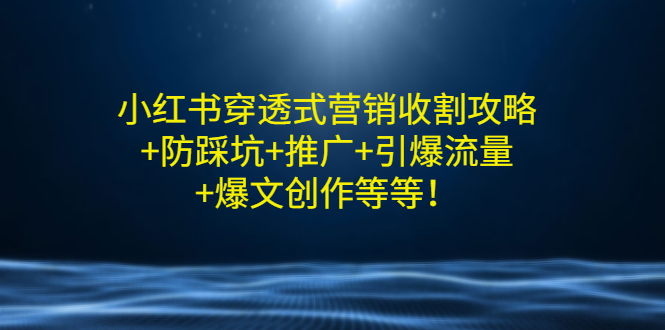 （2907期）小红书穿透式营销收割攻略+防踩坑+推广+引爆流量+爆文创作等等！-副业库