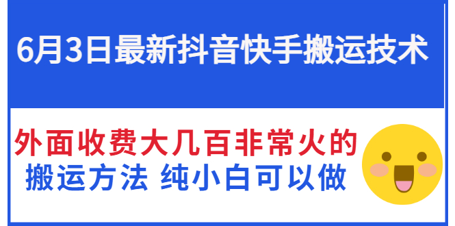 （2812期）6月3日最新抖音快手搬运技术 外面收费大几百非常火的搬运方法 纯小白可以做-副业网