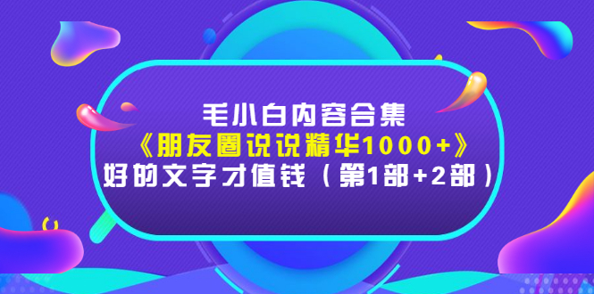（2803期）毛小白内容合集《朋友圈说说精华1000+》好的文字才值钱（第1部+2部）-副业网