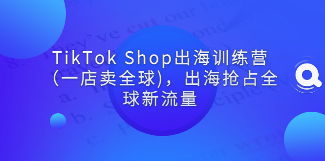 （2787期）TikTok Shop出海训练营（一店卖全球)，出海抢占全球新流量-副业库