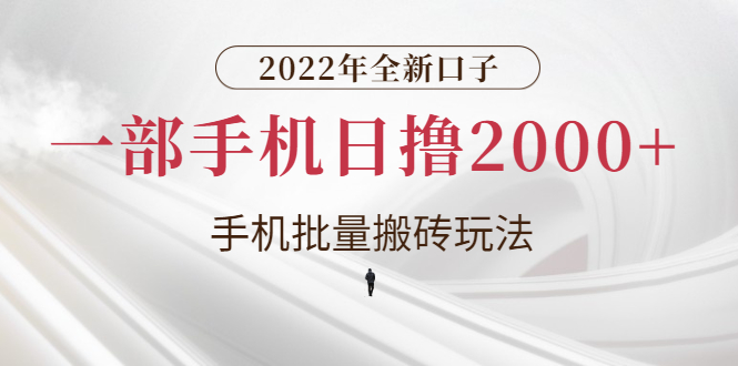 （2682期）2022年全新口子，手机批量搬砖玩法，一部手机日撸2000+-副业库