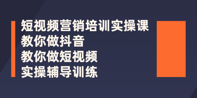 （2626期）短视频营销培训实操课：教你做抖音，教你做短视频，实操辅导训练-副业库