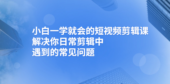 （2467期）小白一学就会的短视频剪辑课，解决你日常剪辑中遇到的常见问题-副业网