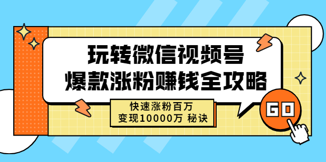 （2465期）玩转微信视频号爆款涨粉赚钱全攻略，快速涨粉百万 变现10000万 秘诀-副业网
