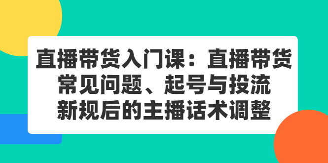 （2410期）直播带货入门课：直播带货常见问题、起号与投流、新规后的主播话术调整-副业库