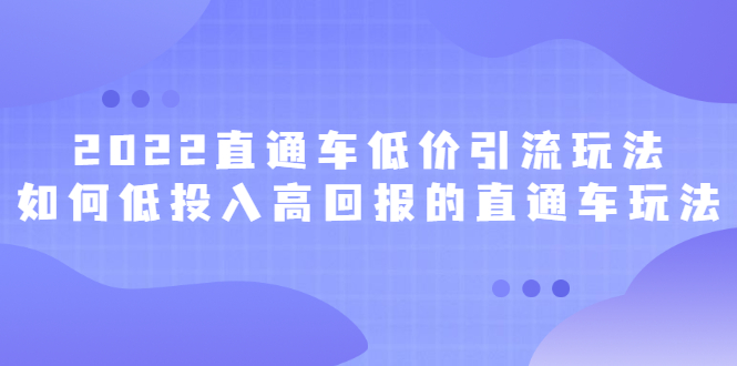 （2415期）2022直通车低价引流玩法，教大家如何低投入高回报的直通车玩法-副业库