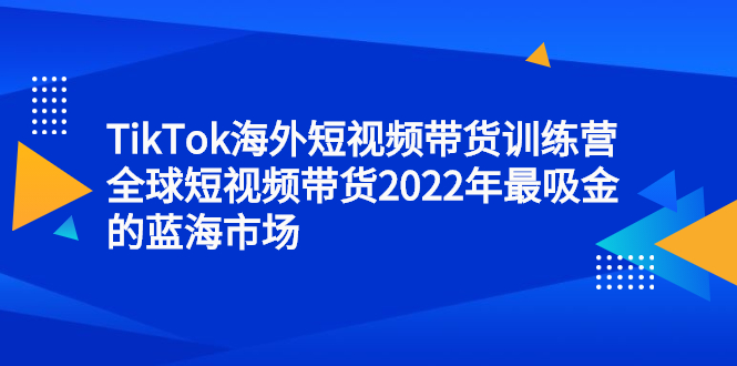 （2347期）TikTok海外短视频带货训练营，全球短视频带货2022年最吸金的蓝海市场-副业网