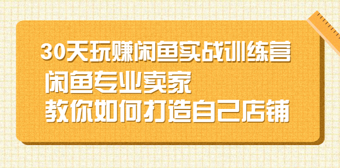 （2247期）30天玩赚闲鱼实战训练营，闲鱼专业卖家教你如何打造自己店铺-副业网