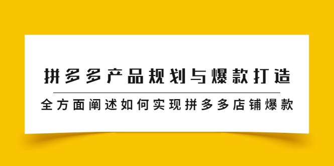 （2181期）拼多多产品规划与爆款打造，全方面阐述如何实现拼多多店铺爆款-副业网