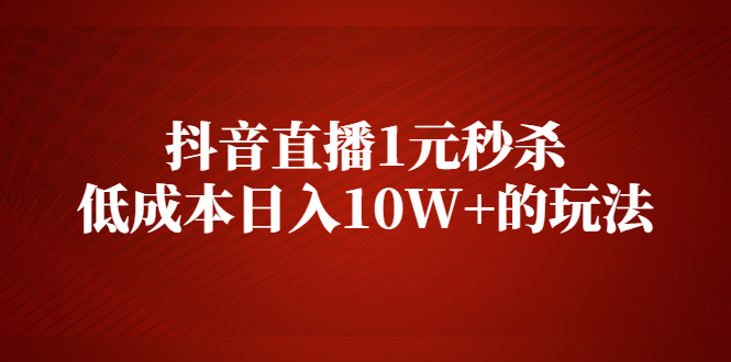 （2127期）抖音直播1元秒杀，低成本日入10W+的玩法【视频课程】-副业库