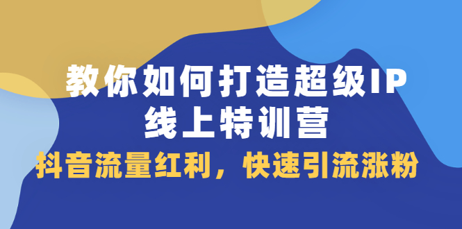（2093期）教你如何打造超级IP线上特训营，抖音流量红利，快速引流涨粉-副业库