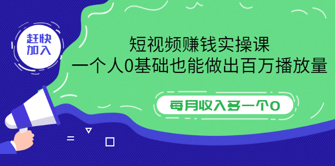 （3203期）短视频赚钱实操课，一个人0基础也能做出百万播放量，每月收入多一个0-副业网