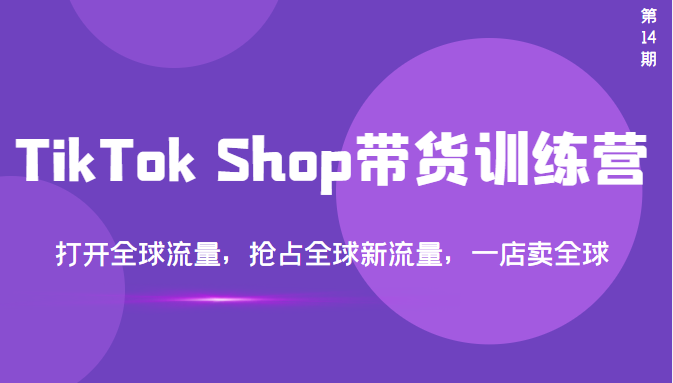 （3342期）TikTok Shop带货训练营，打开全球流量，抢占全球新流量 一店卖全球(第14期)-副业网