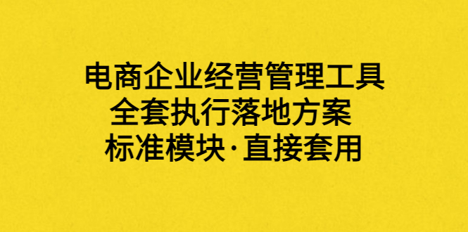 （3439期）外面卖198·电商企业经营管理工具：全套执行落地方案 标准模块·直接套用-副业网