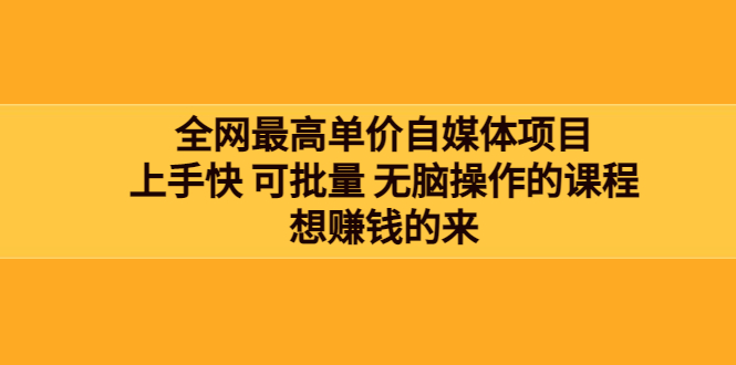 （3557期）全网最单高价自媒体项目：上手快 可批量 无脑操作的课程，想赚钱的来-副业库
