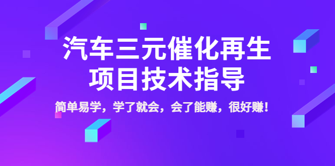 （3746期）汽车三元催化再生项目技术指导，简单易学，学了就会，会了能赚，很好赚！-副业网