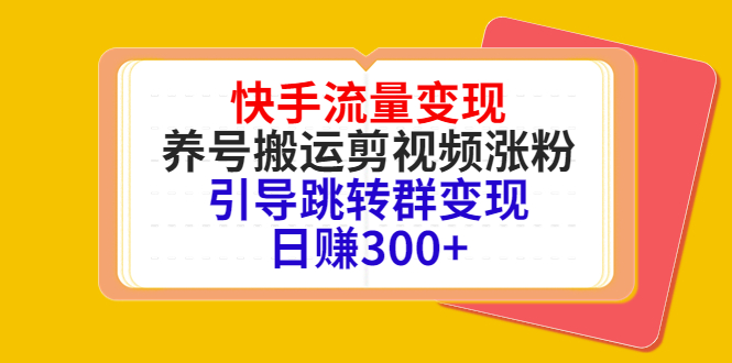 （4007期）快手流量变现，养号搬运剪视频涨粉，引导跳转群变现日赚300+-副业网