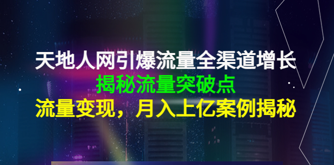 （4173期）天地人网引爆流量全渠道增长：揭秘流量突然破点，流量变现，月入上亿案例-副业网