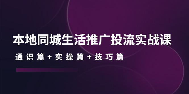 （4376期）本地同城生活推广投流实战课：通识篇+实操篇+技巧篇！-副业网