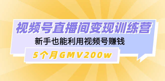（4468期）视频号直播间变现训练营：新手也能利用视频号赚钱，5个月GMV200w-副业网