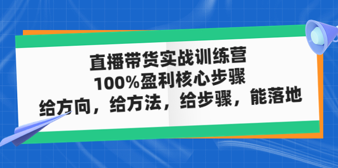 （4785期）直播带货实战训练营：100%盈利核心步骤，给方向，给方法，给步骤，能落地-副业库