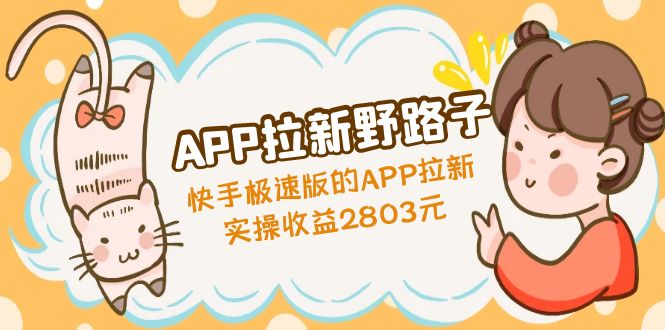 （4946期）APP拉新野路子：快手极速版的APP拉新赚，实操收益2803元-副业库
