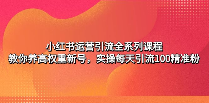 （4950期）小红书运营引流全系列课程：教你养高权重新号，实操每天引流100精准粉-副业库