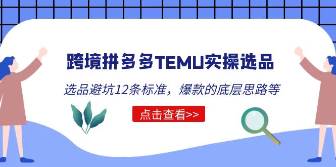 （5402期）跨境拼多多TEMU实操选品运营方法，选品避坑12条标准，爆款的底层思路等-副业库