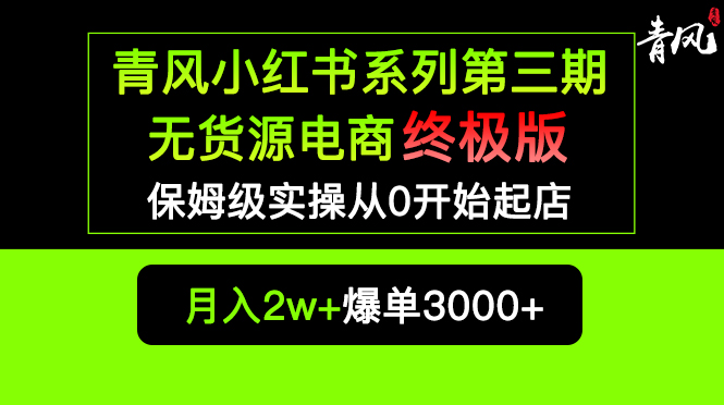 （5723期）小红书无货源电商爆单终极版【视频教程+实战手册】保姆级实操从0起店爆单-副业网