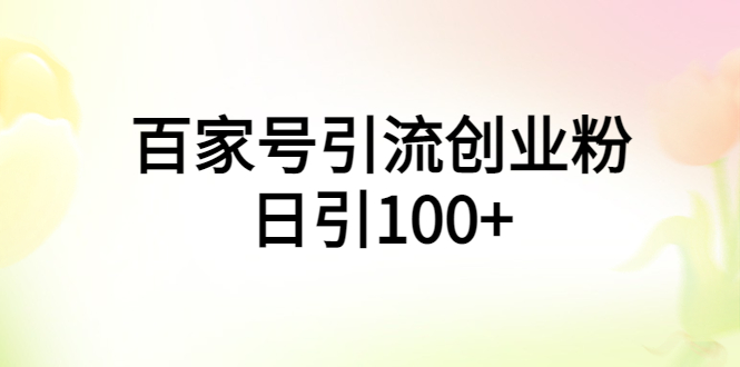 （5994期）百家号引流创业粉日引100+有手机电脑就可以操作！-副业网