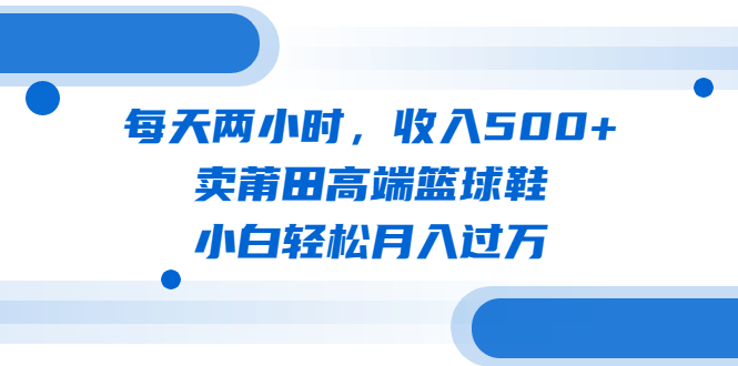 （6437期）每天两小时，收入500+，卖莆田高端篮球鞋，小白轻松月入过万（教程+素材）-副业网