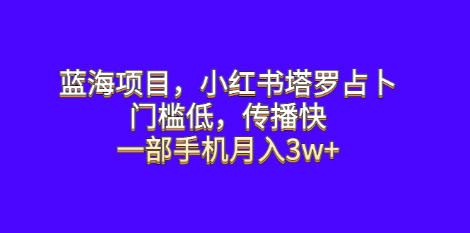 （6427期）蓝海项目，小红书塔罗占卜，门槛低，传播快，一部手机月入3w+-副业库