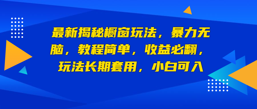 （6649期）最新揭秘橱窗玩法，暴力无脑，收益必翻，玩法长期套用，小白可入-副业网