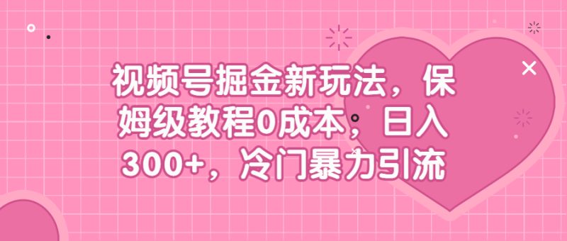 (6802期)视频号掘金新玩法,保姆级教程0成本,日入300+,冷门暴力引流-副业网