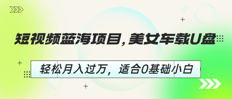 （6619期）短视频蓝海项目，美女车载U盘，轻松月入过万，适合0基础小白-副业网