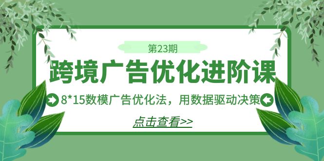 （7131期）跨境广告·优化进阶课·第23期，8*15数模广告优化法，用数据驱动决策-副业网