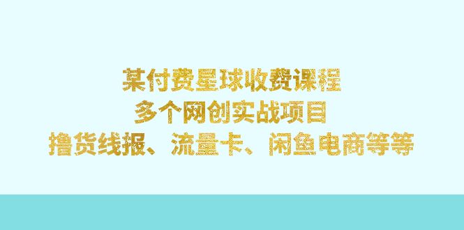 （7199期）某付费星球课程：多个网创实战项目，撸货线报、流量卡、闲鱼电商等等-副业库
