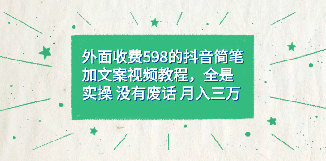 （7327期）外面收费598抖音简笔加文案教程，全是实操 没有废话 月入三万（教程+资料）-副业网