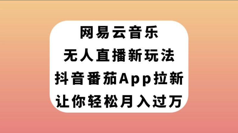 （7599期）网易云音乐无人直播新玩法，抖音番茄APP拉新，让你轻松月入过万-副业网