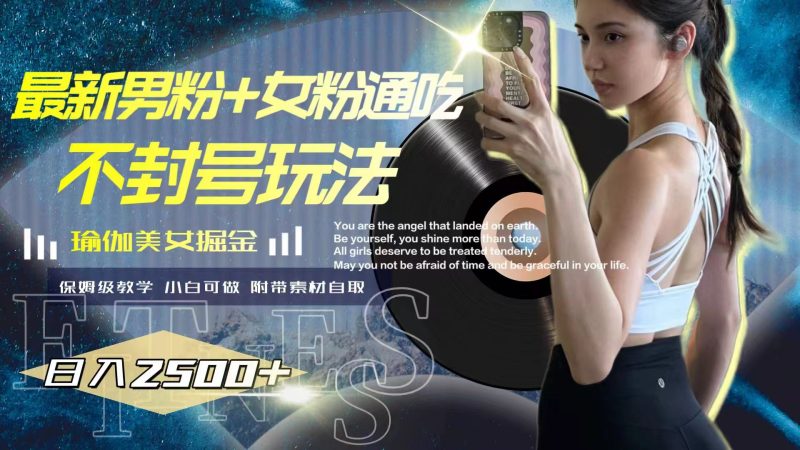 (7895期)最新男粉+女粉通吃不封号玩法瑜伽美女掘金,日入2500+-副业库