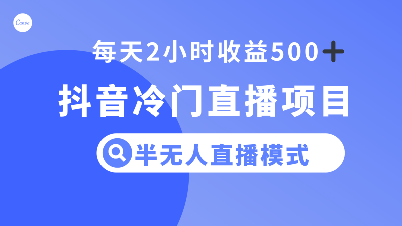 (8053期)抖音冷门直播项目,半无人模式,每天2小时收益500+-副业网