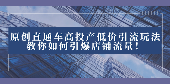 （8197期）2023直通车高投产低价引流玩法，教你如何引爆店铺流量！-副业网