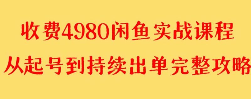 （8359期）外面收费4980闲鱼无货源实战教程 单号4000+-副业网
