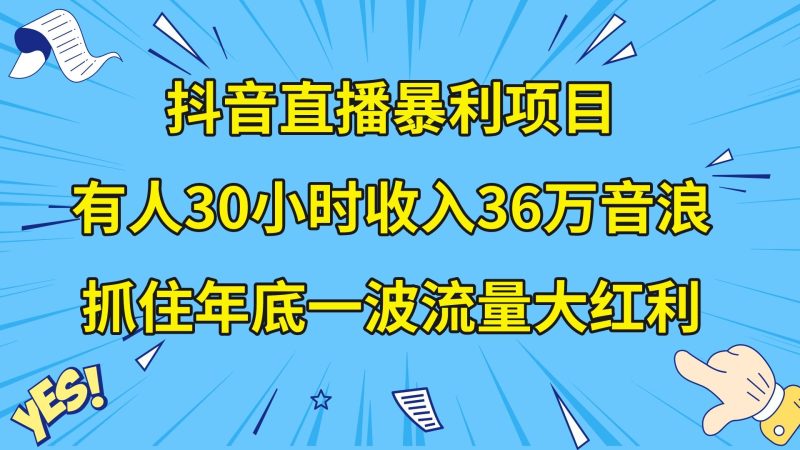 （8388期）抖音直播暴利项目，有人30小时收入36万音浪，公司宣传片年会视频制作，…-副业库
